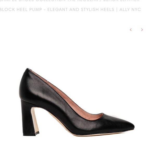 Ally Black Leather Block Heel Pumps **FREE SHIPPING** - Picture 2 of 7